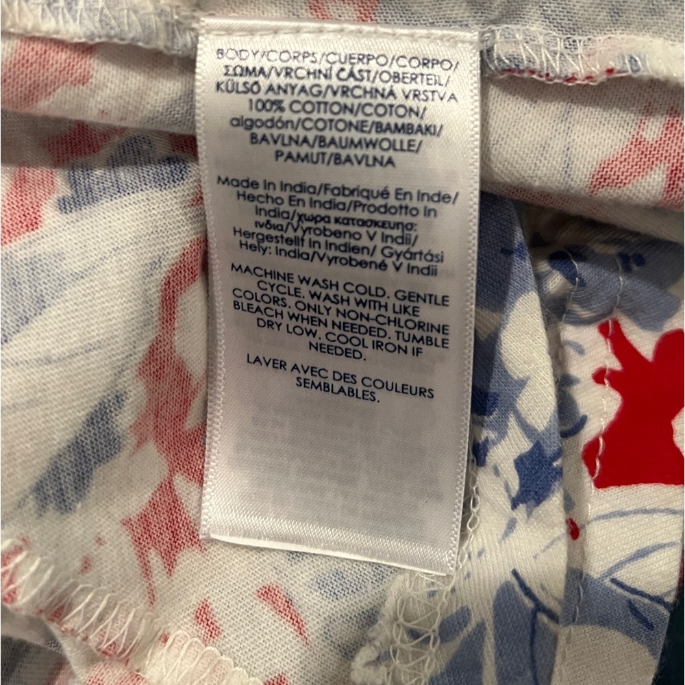 100% Cotton Sleeveless Red and Blue Patterned Summer Dress w/Side Pockets - Picture 5 of 6